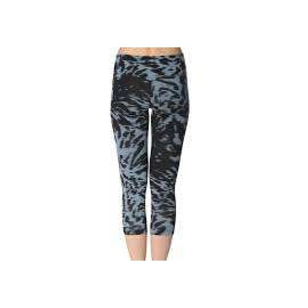 Nike Dri Fit Yoga Workout Leggings Capris Black Gray Animal Print - Size S
